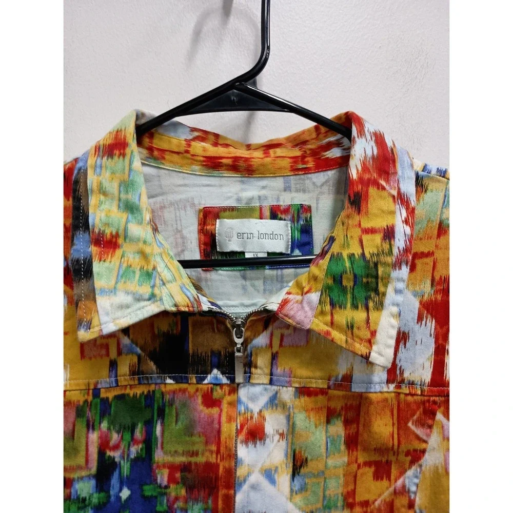 Erin London  Wearable Art Jacket Womens Size‎ 1X Multicolor Abstract Eclectic